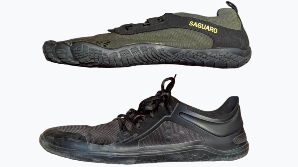 Vivobarefoot Primus Lite IIIとSAGUAROサグアロを並べた比較実物写真